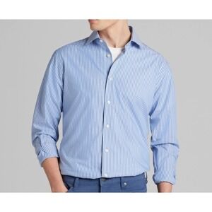 Banana Republic Mens Button Down Shirt Blue Striped Slim Fit Large 100% Cotton